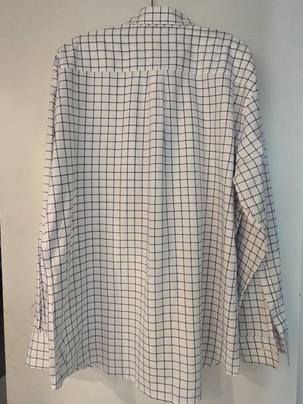 Peter Millar Nanoluxe Easycare Dress Shirt Mens XL White Navy Windowpane Check - Picture 3 of 8